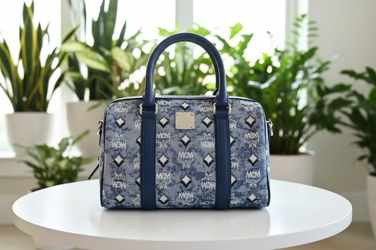 MCM Denim Boston Bag