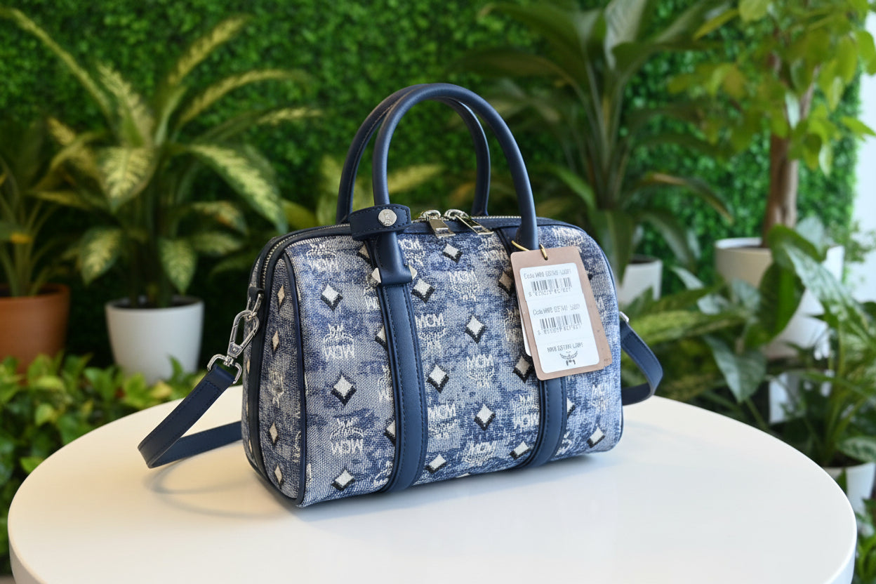 MCM Denim Boston Bag