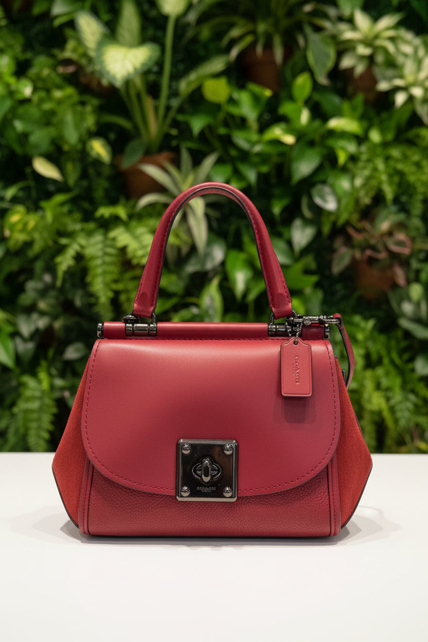 Coach Red Top Handle Leather Drifter
