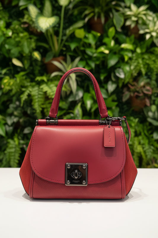 Coach Red Top Handle Leather Drifter