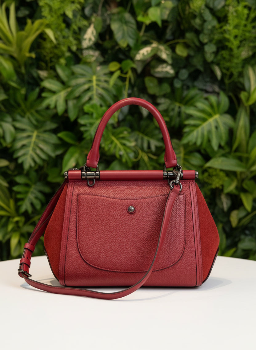 Coach Red Top Handle Leather Drifter