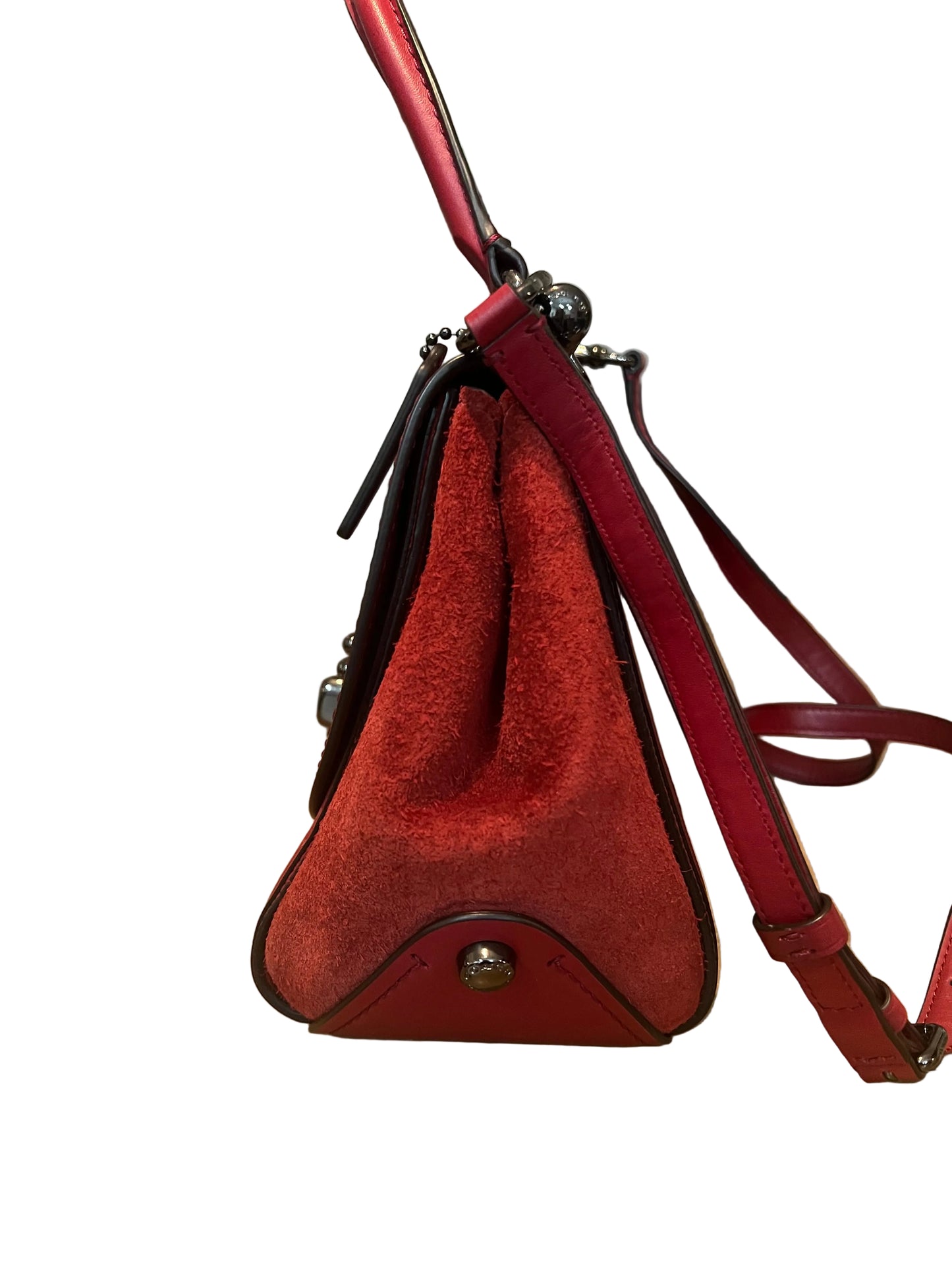Coach Red Top Handle Leather Drifter