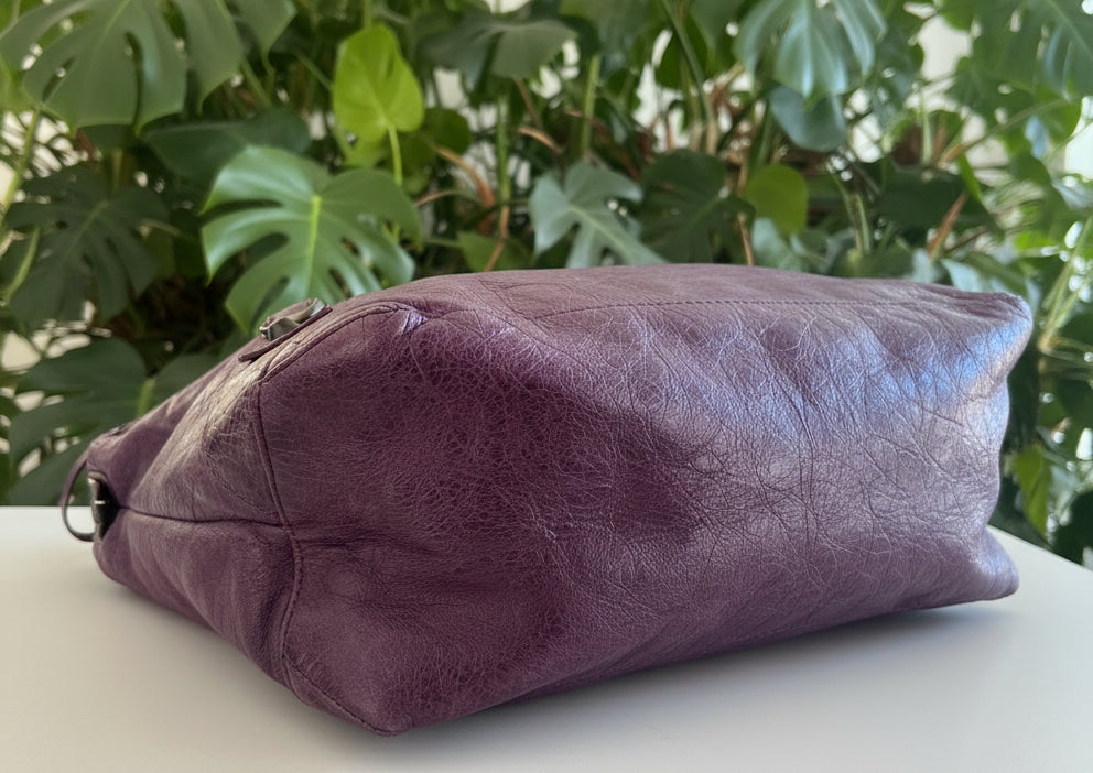 Balenciaga Leather Purple the Day Hobo