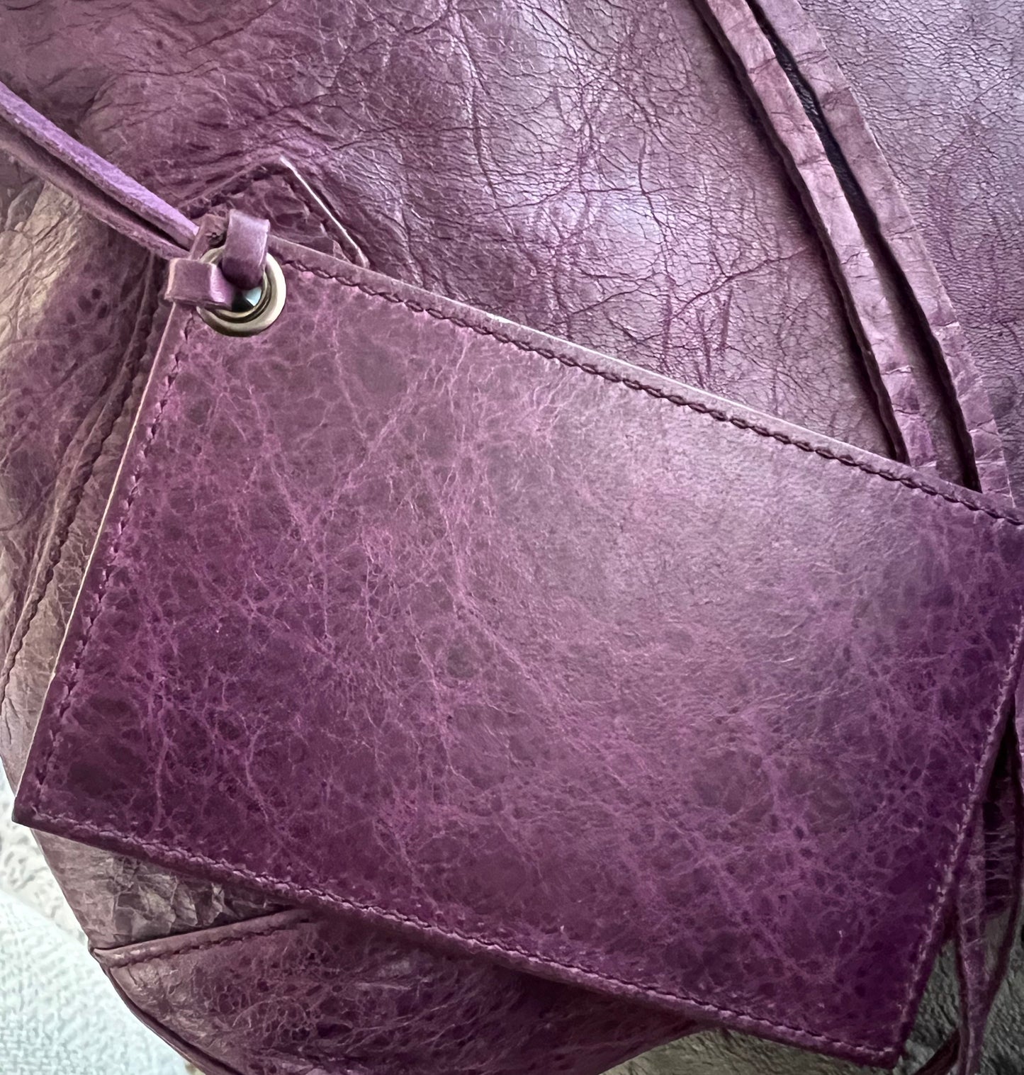 Balenciaga Leather Purple the Day Hobo