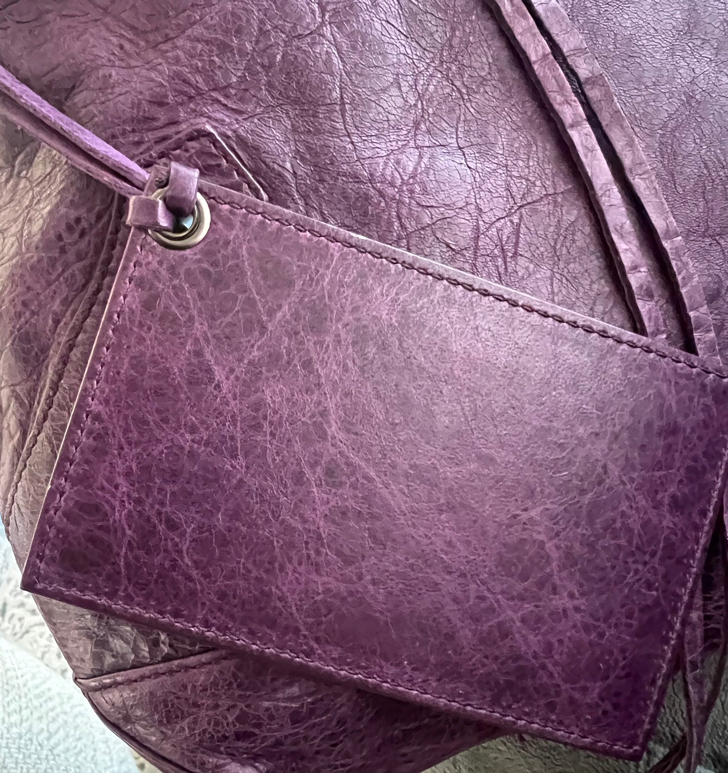 Balenciaga Leather Purple the Day Hobo