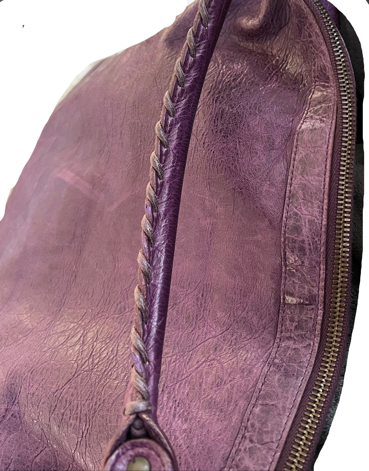 Balenciaga Leather Purple the Day Hobo