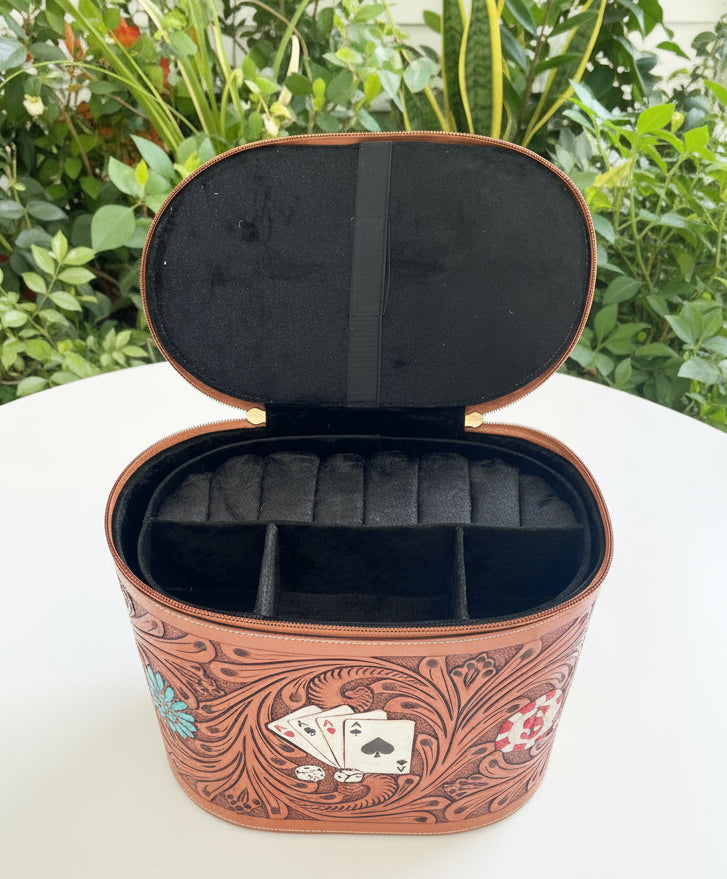 Genuine Leather Western Jewelry Vanity