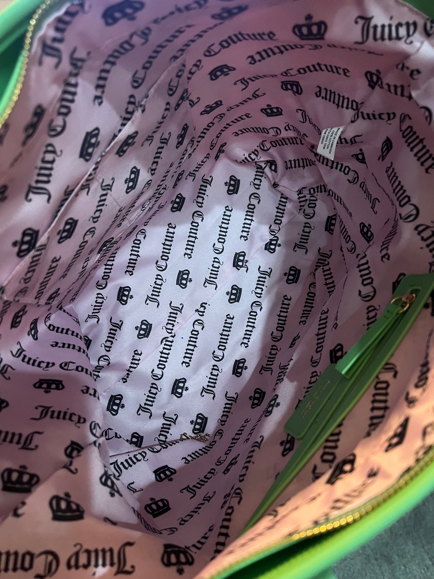 Juicy Pink Green Tote with Charms