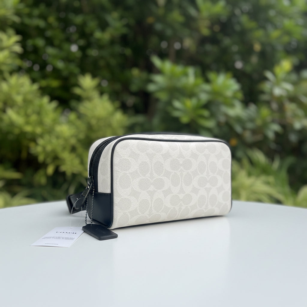 Coach White & Black Signature Travel Kit