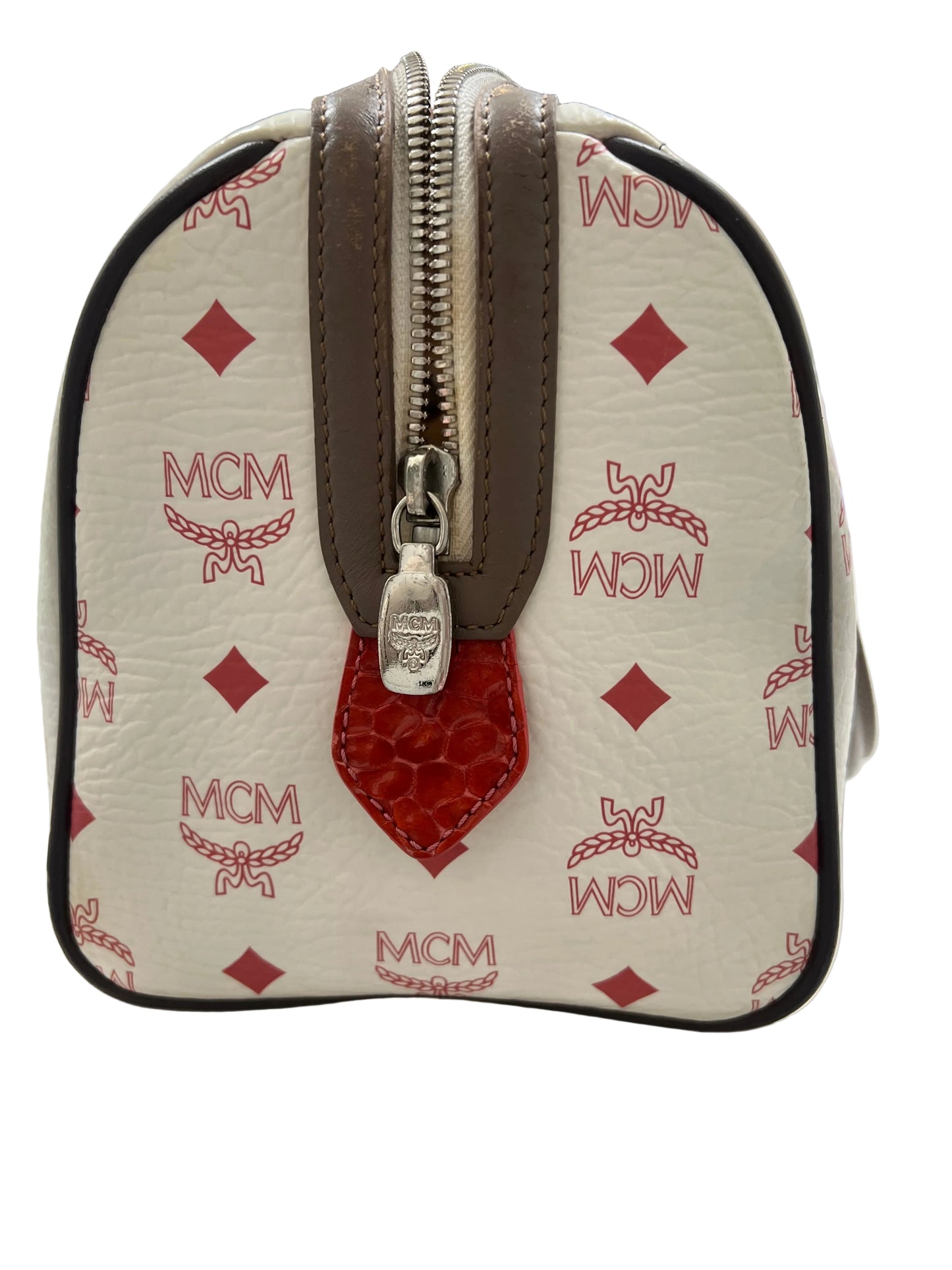 MCM Visetos Striped Munich Lion Boston Bag
