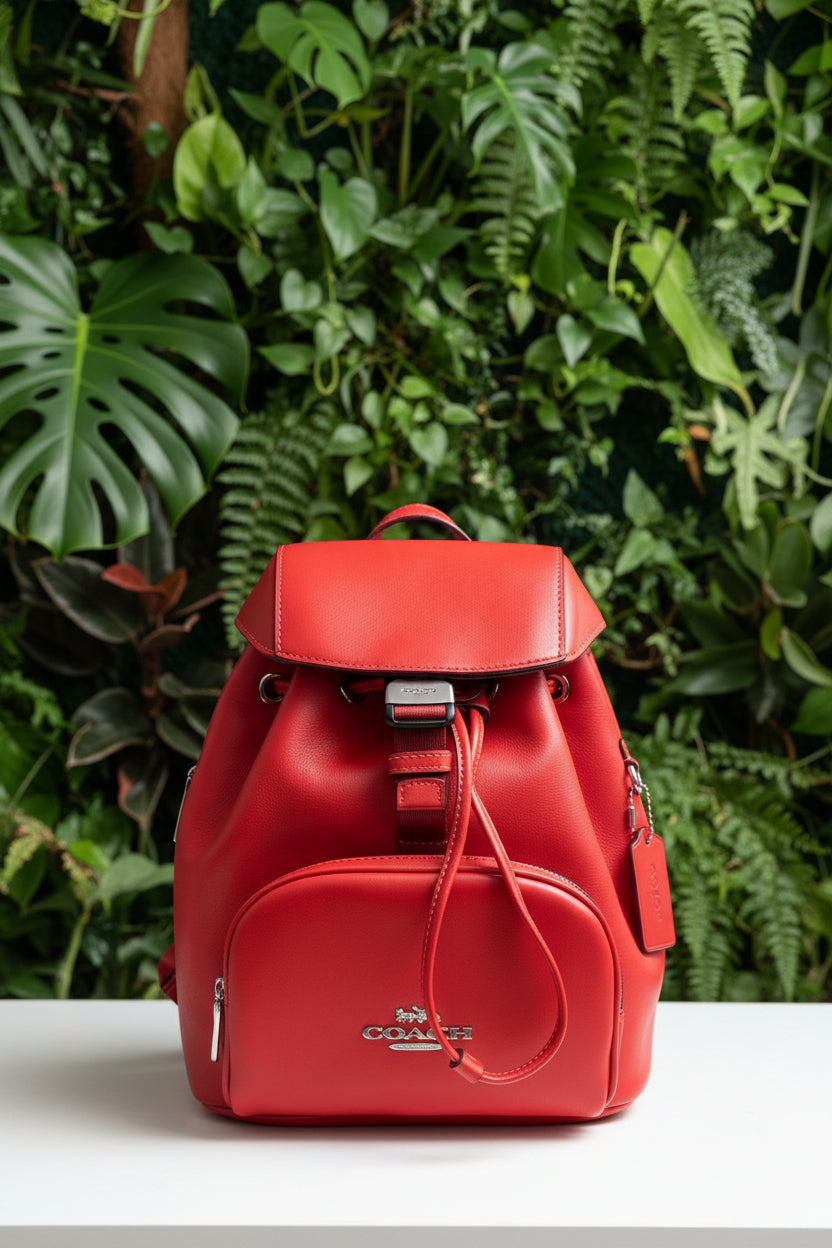 Coach Apple Red Smooth Leather Pace Backpack