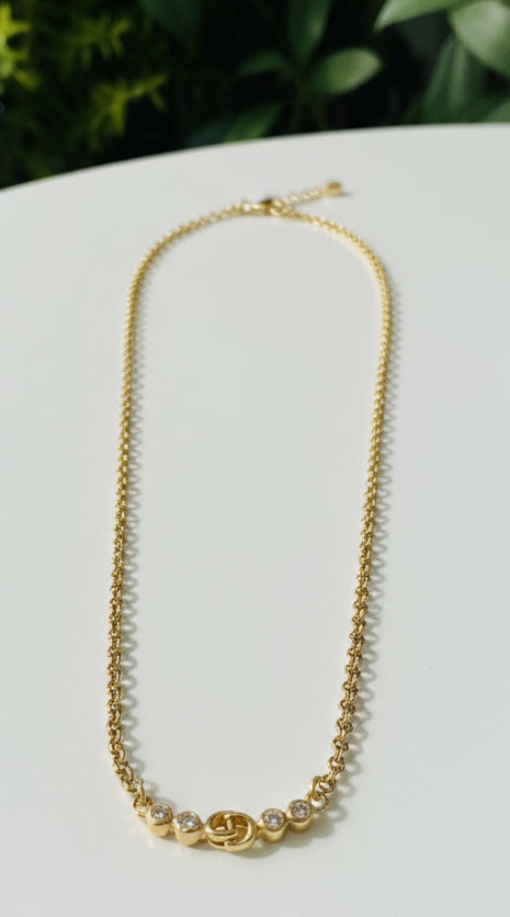 Dior Vintage Bar Logo Necklace with Crystals