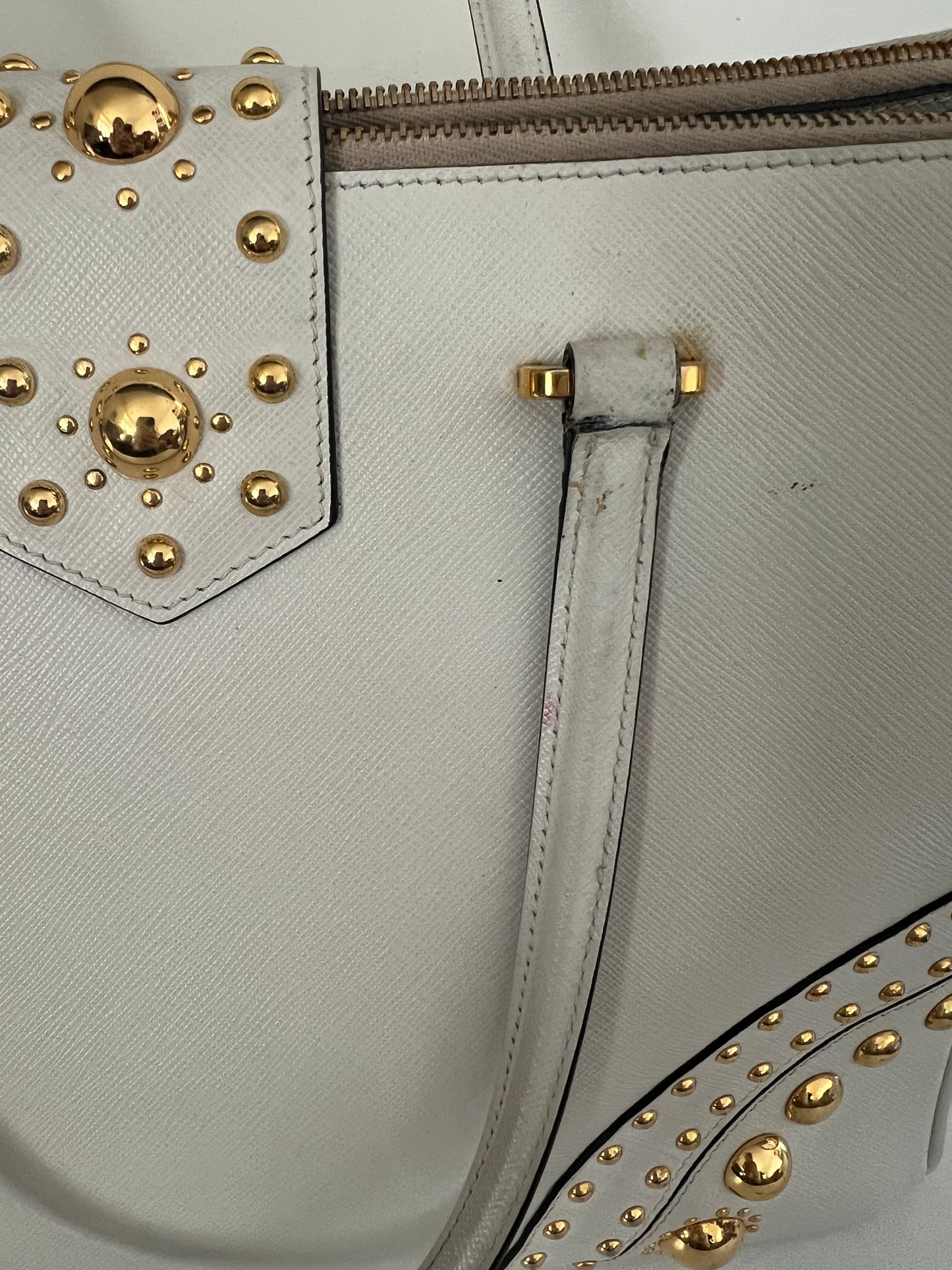 Prada Saffiano Lux Leather Turnlock Double Zip Tote
