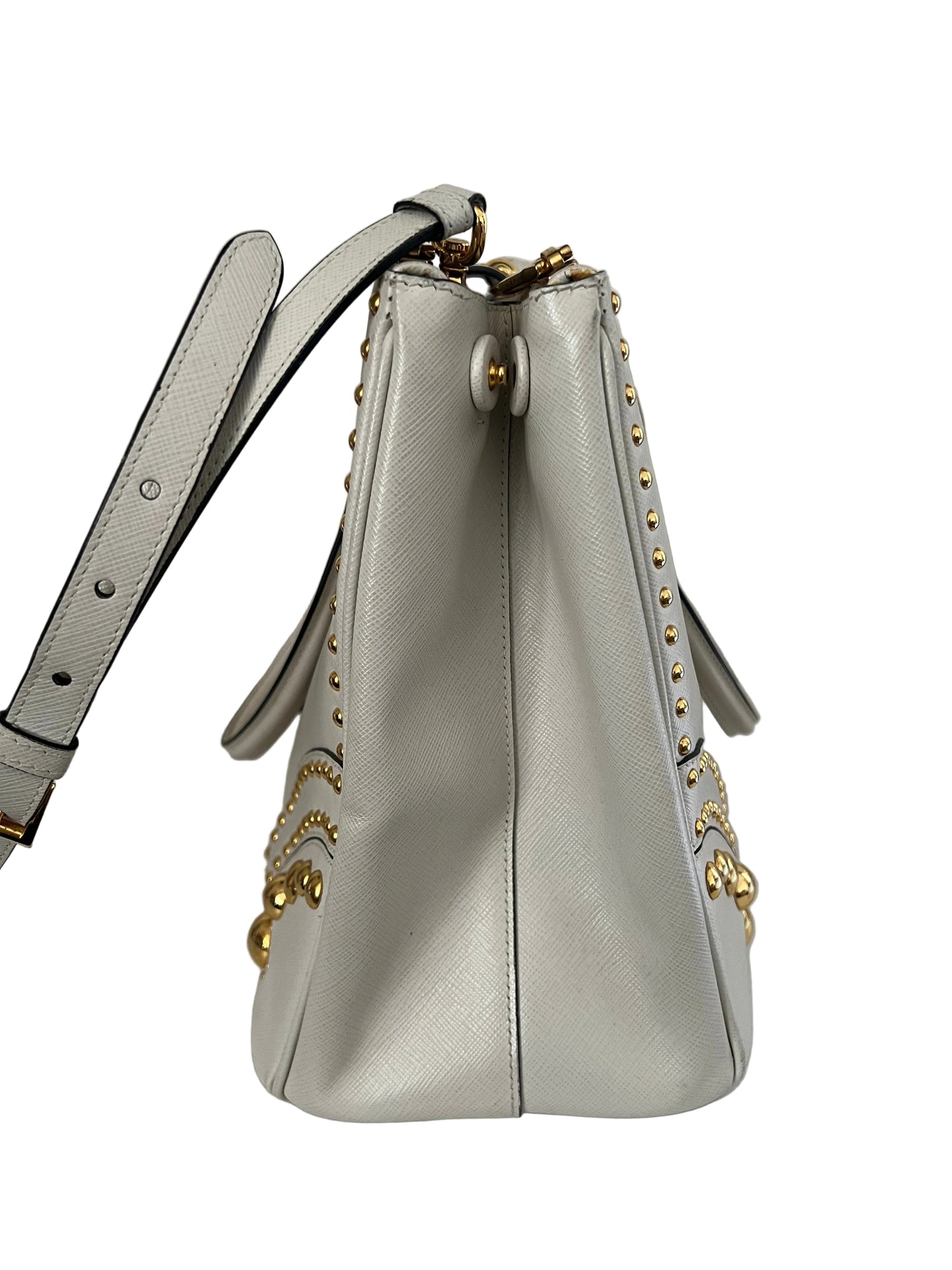 Prada Saffiano Lux Leather Turnlock Double Zip Tote