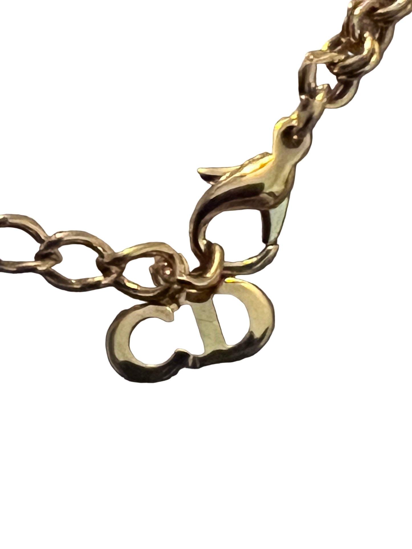 Dior Vintage Bar Logo Necklace with Crystals