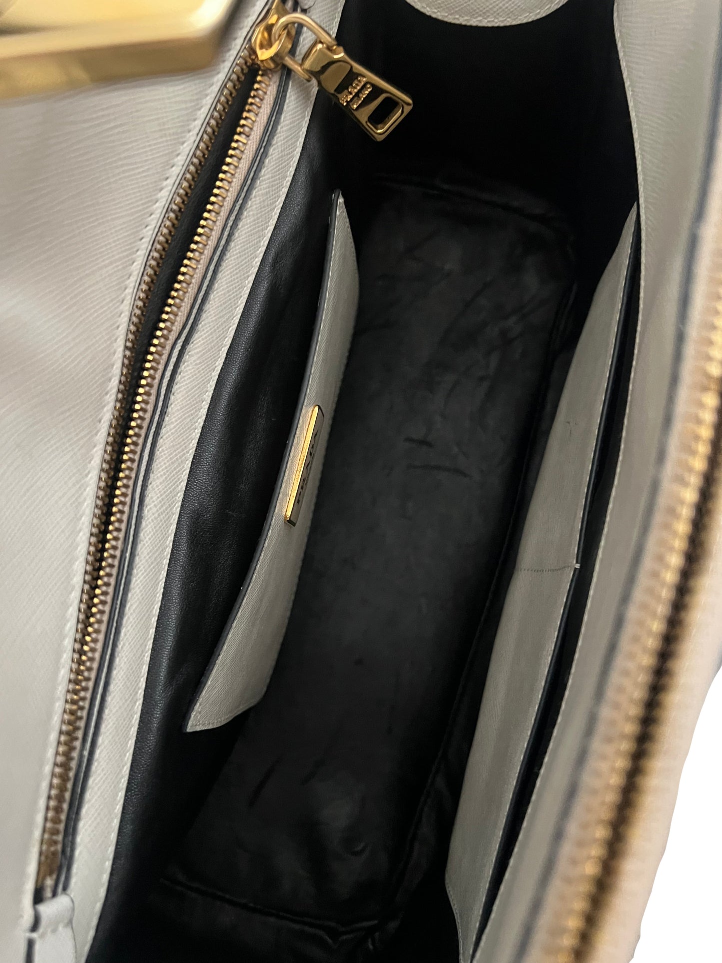 Prada Saffiano Lux Leather Turnlock Double Zip Tote
