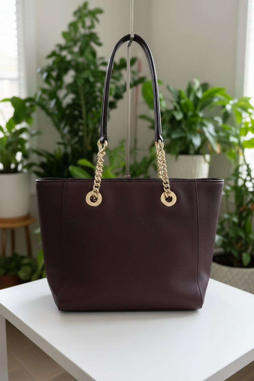 Coach Oxblood Turnlock Chain Tote 27