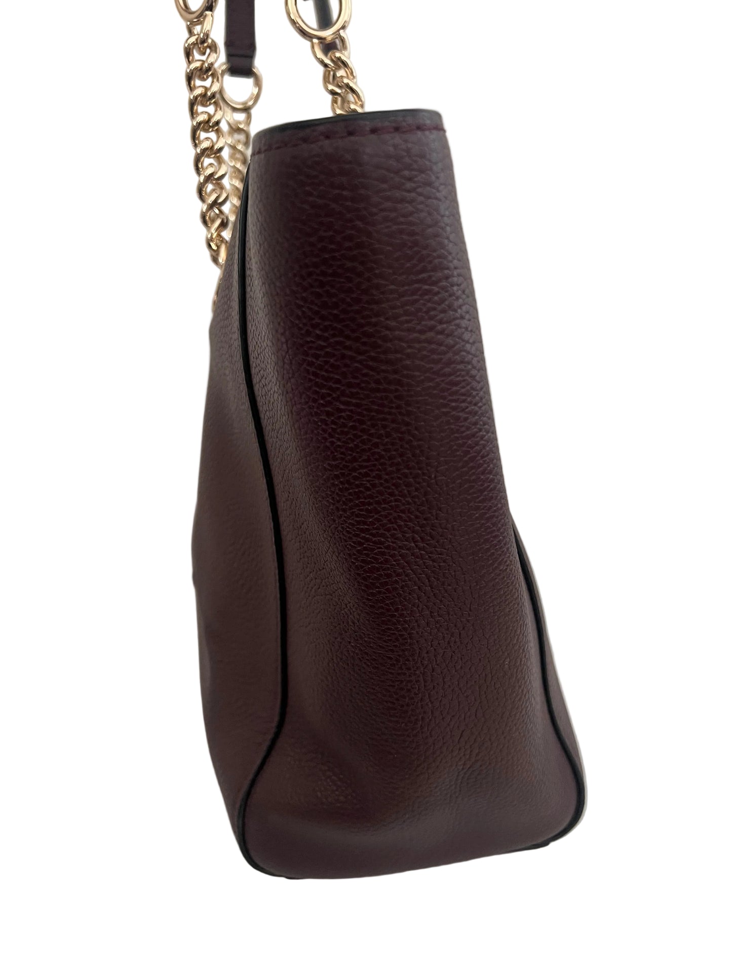 Coach Oxblood Turnlock Chain Tote 27