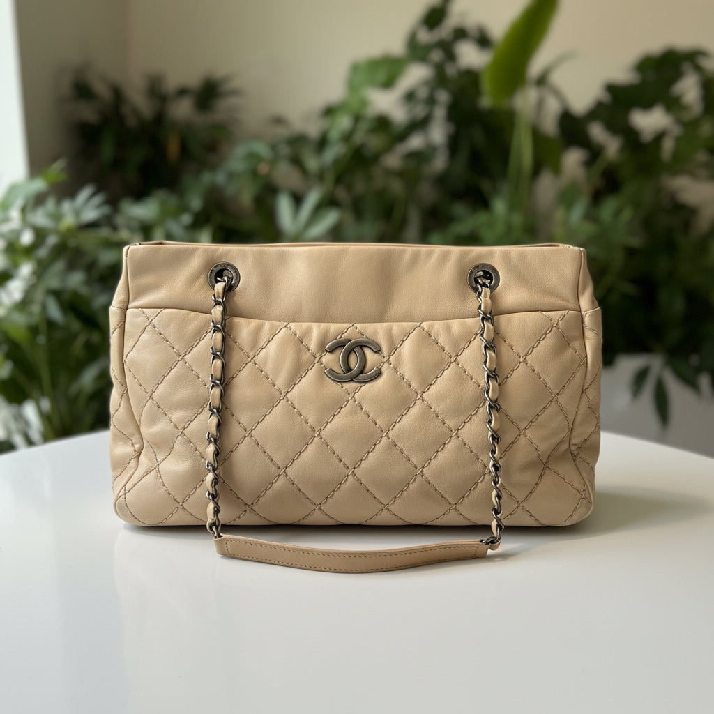 Chanel Beige Wild Stitch Tote