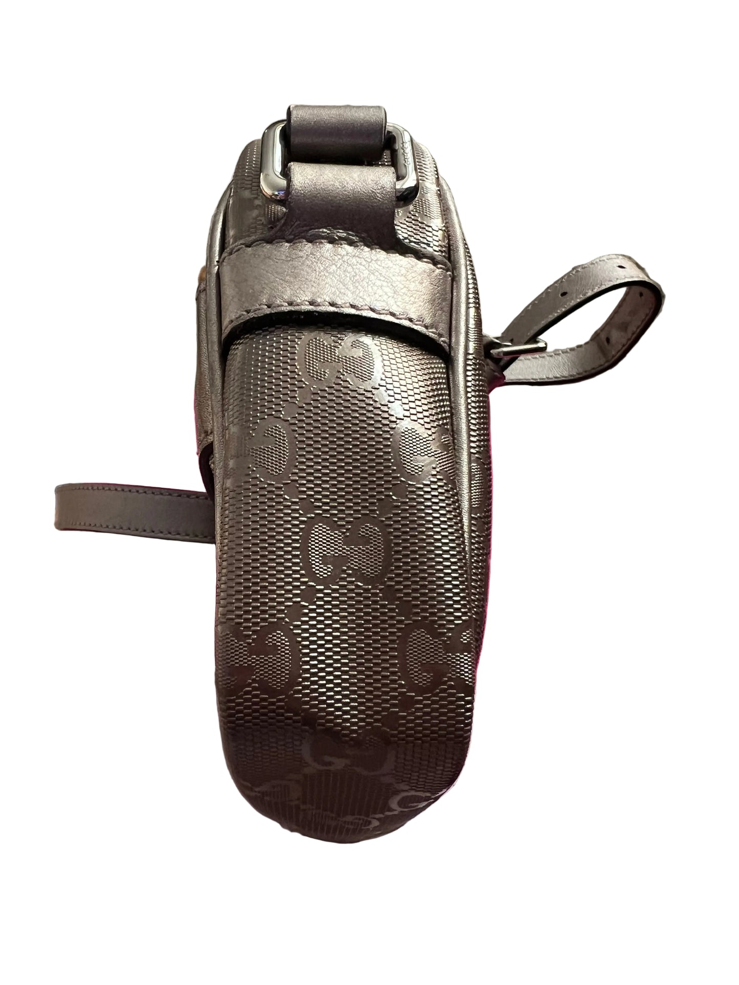 Gucci Metallic Pewter Imprime Camera Bag