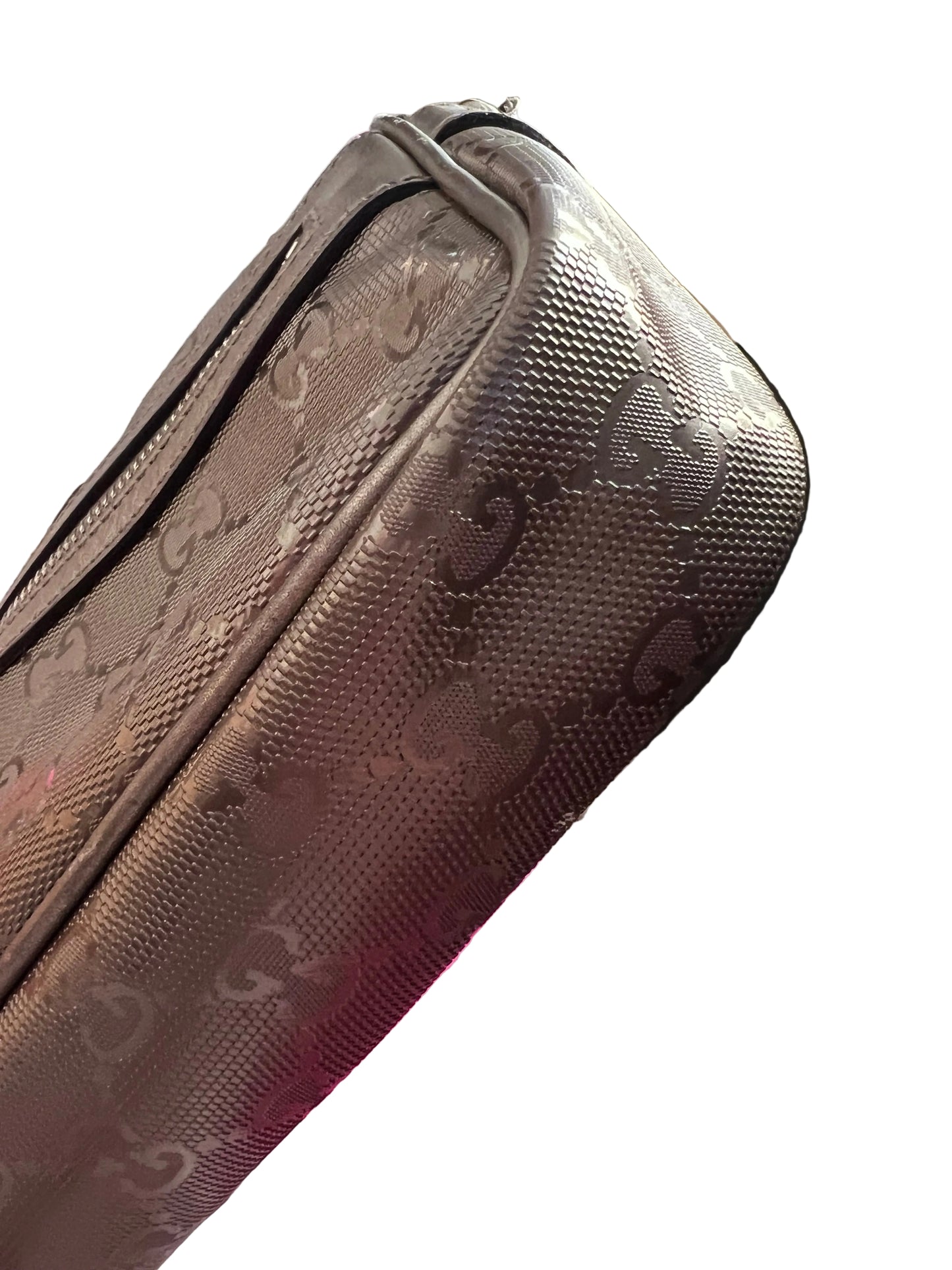 Gucci Metallic Pewter Imprime Camera Bag