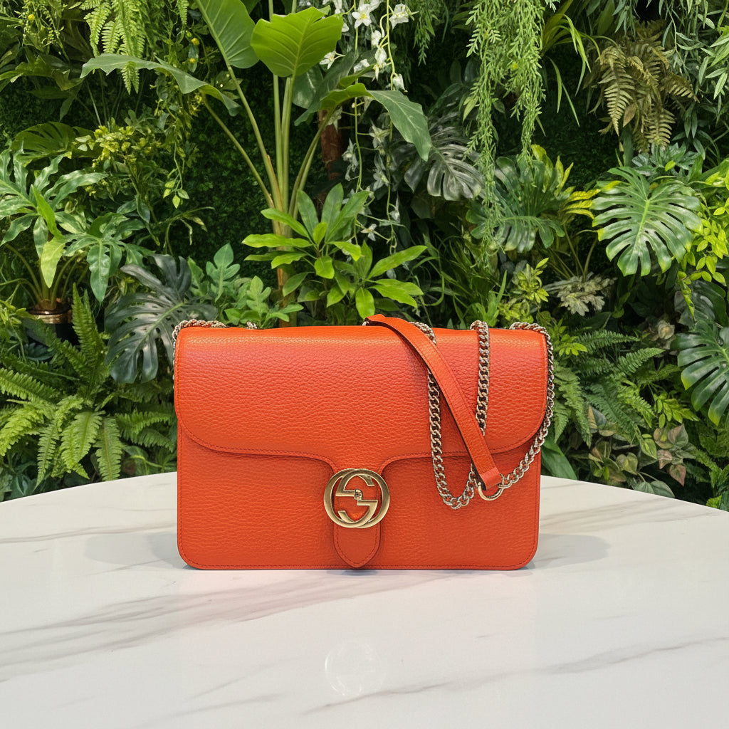 Gucci Sun Orange Calfskin Interlocking G Shoulder Bag