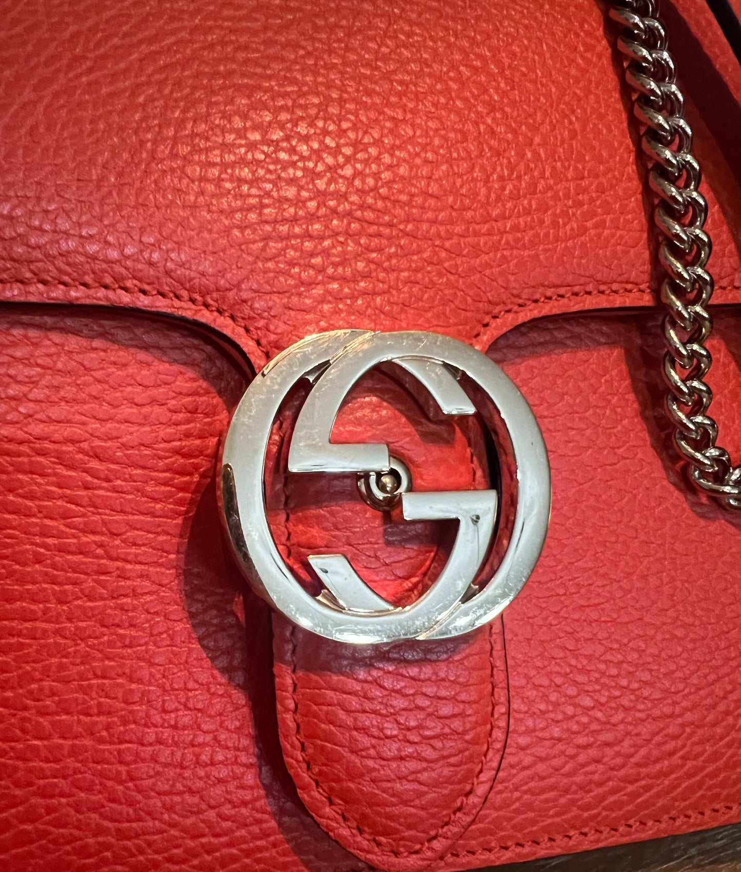 Gucci Sun Orange Calfskin Interlocking G Shoulder Bag