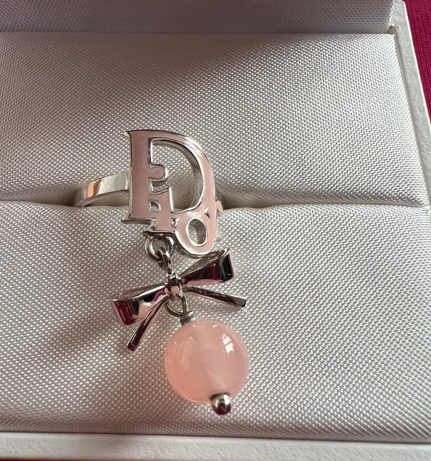 Dior Silver Toned Pink Ring