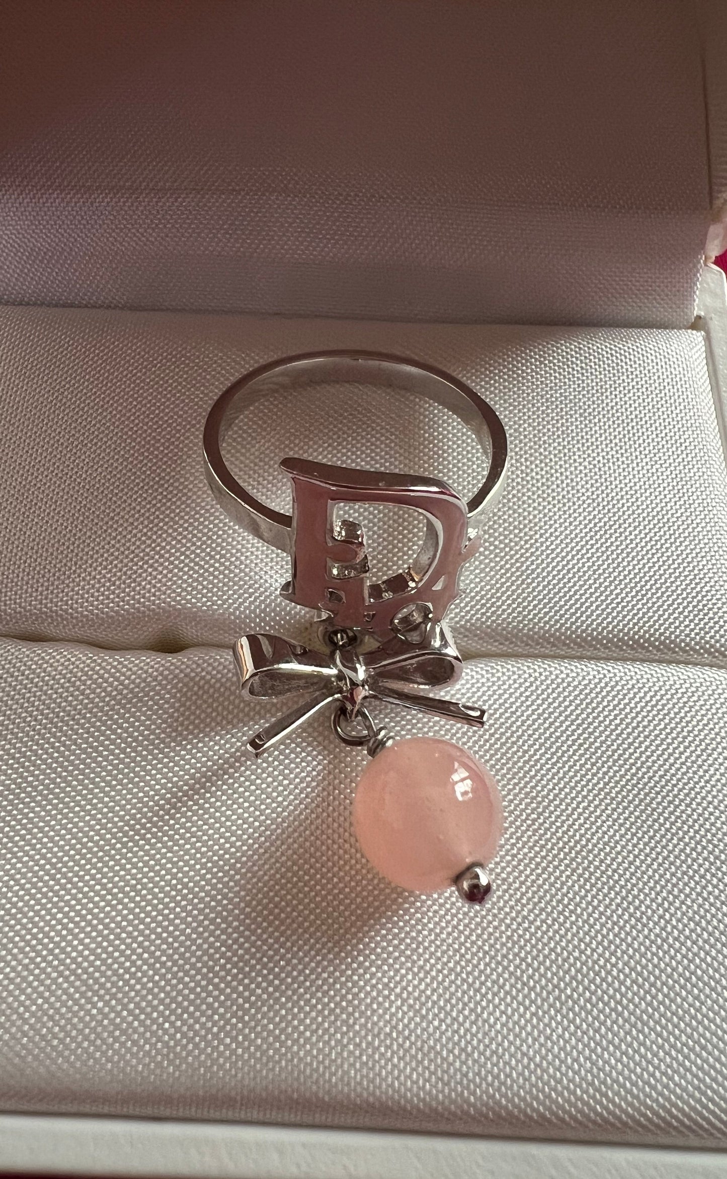 Dior Silver Toned Pink Ring