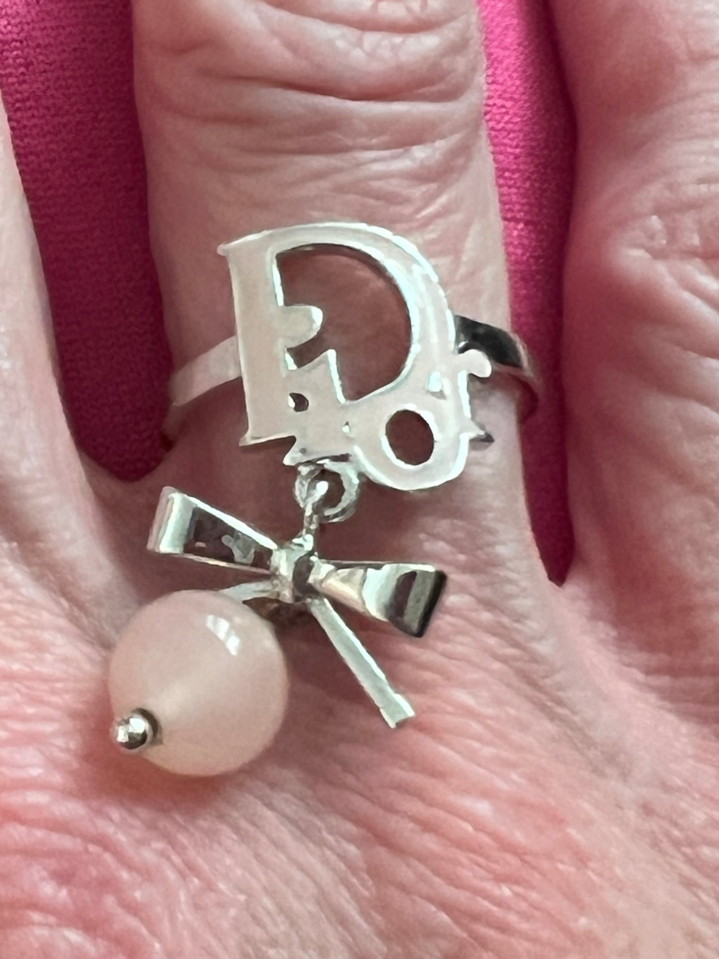 Dior Silver Toned Pink Ring