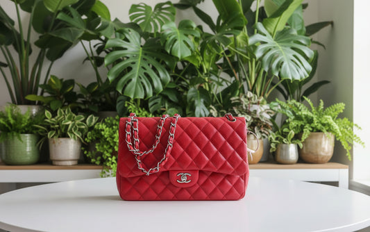 Chanel Red Calfskin Jumbo Double Flap