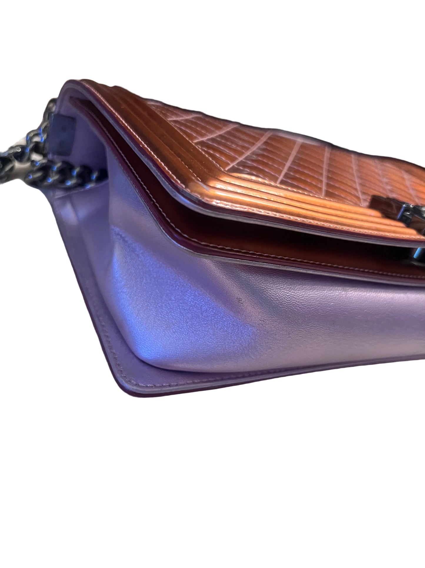 Chanel Patent Copper and Purple Boy Bag
