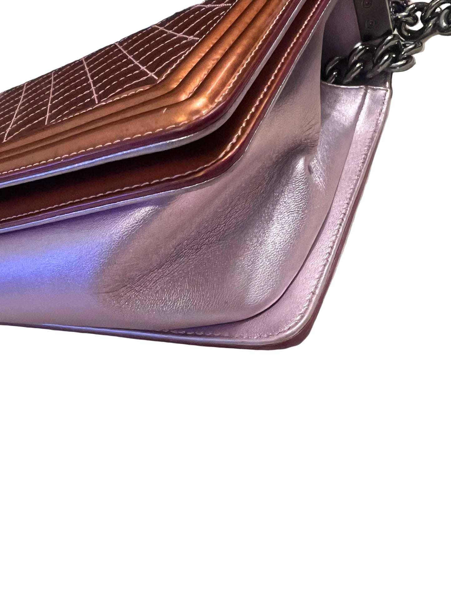 Chanel Patent Copper and Purple Boy Bag