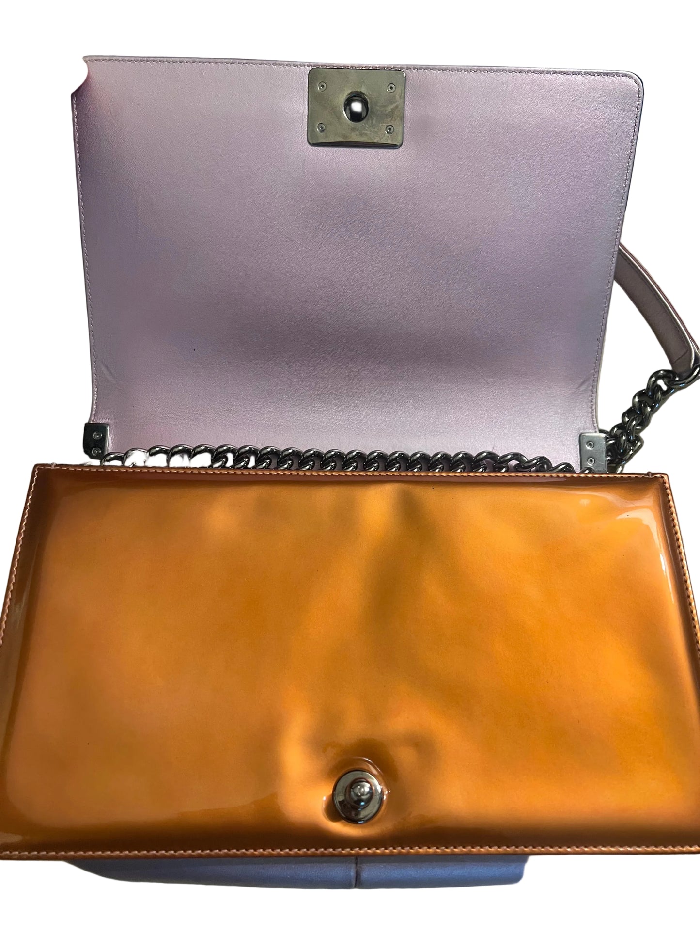 Chanel Patent Copper and Purple Boy Bag