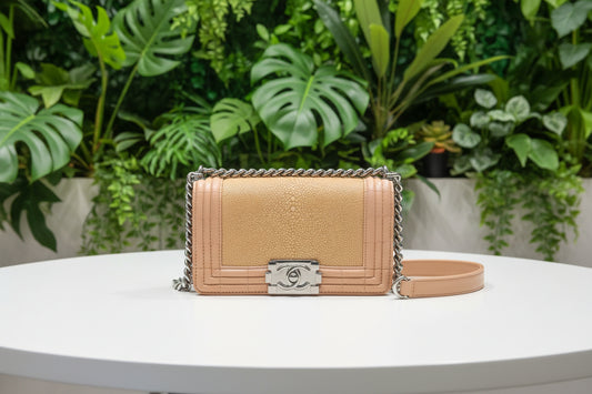 Chanel Sting Ray Pink Nude Boy Bag