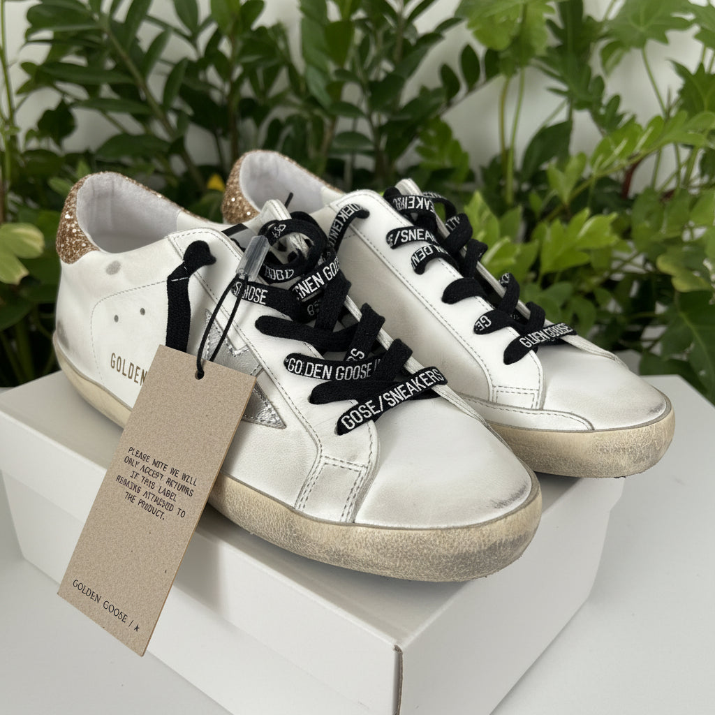 Golden Goose Super Star Gold Glitter Heel