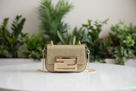 Fendi Nano Green Crystal Baguette
