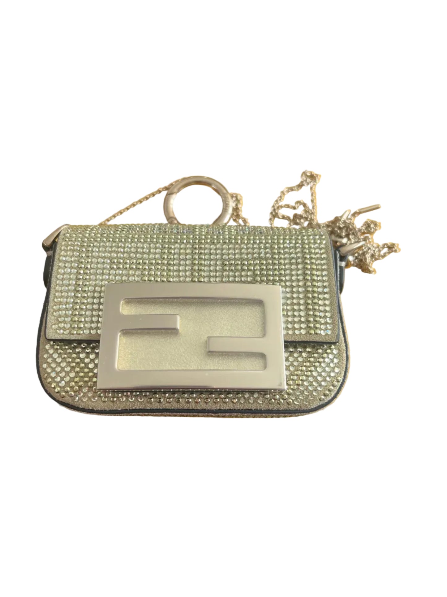 Fendi Nano Green Crystal Baguette