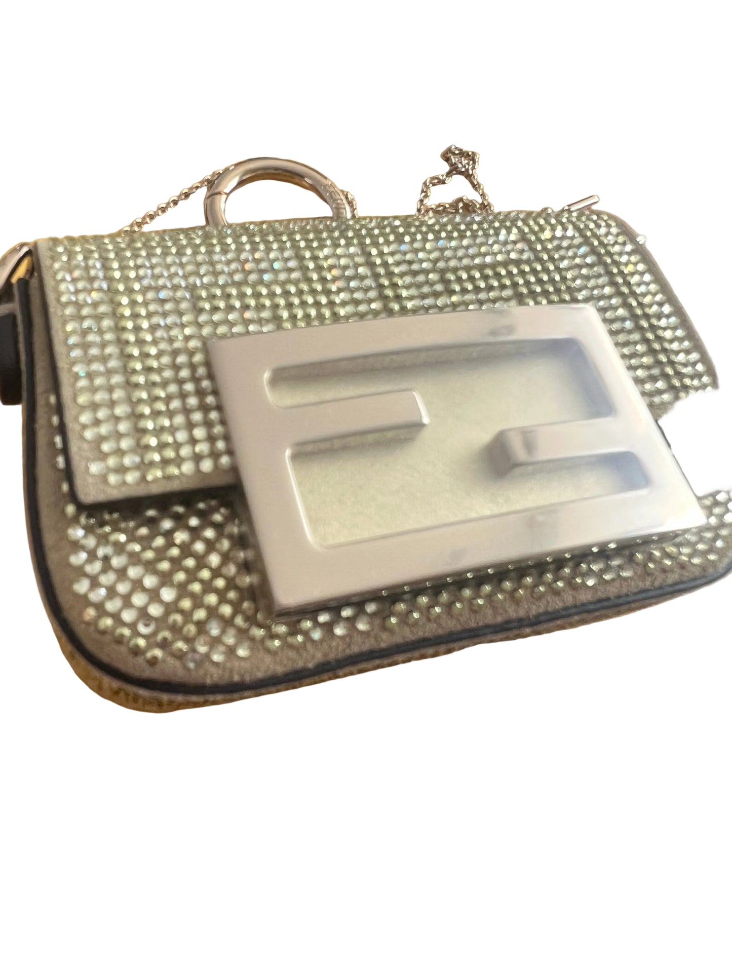 Fendi Nano Green Crystal Baguette
