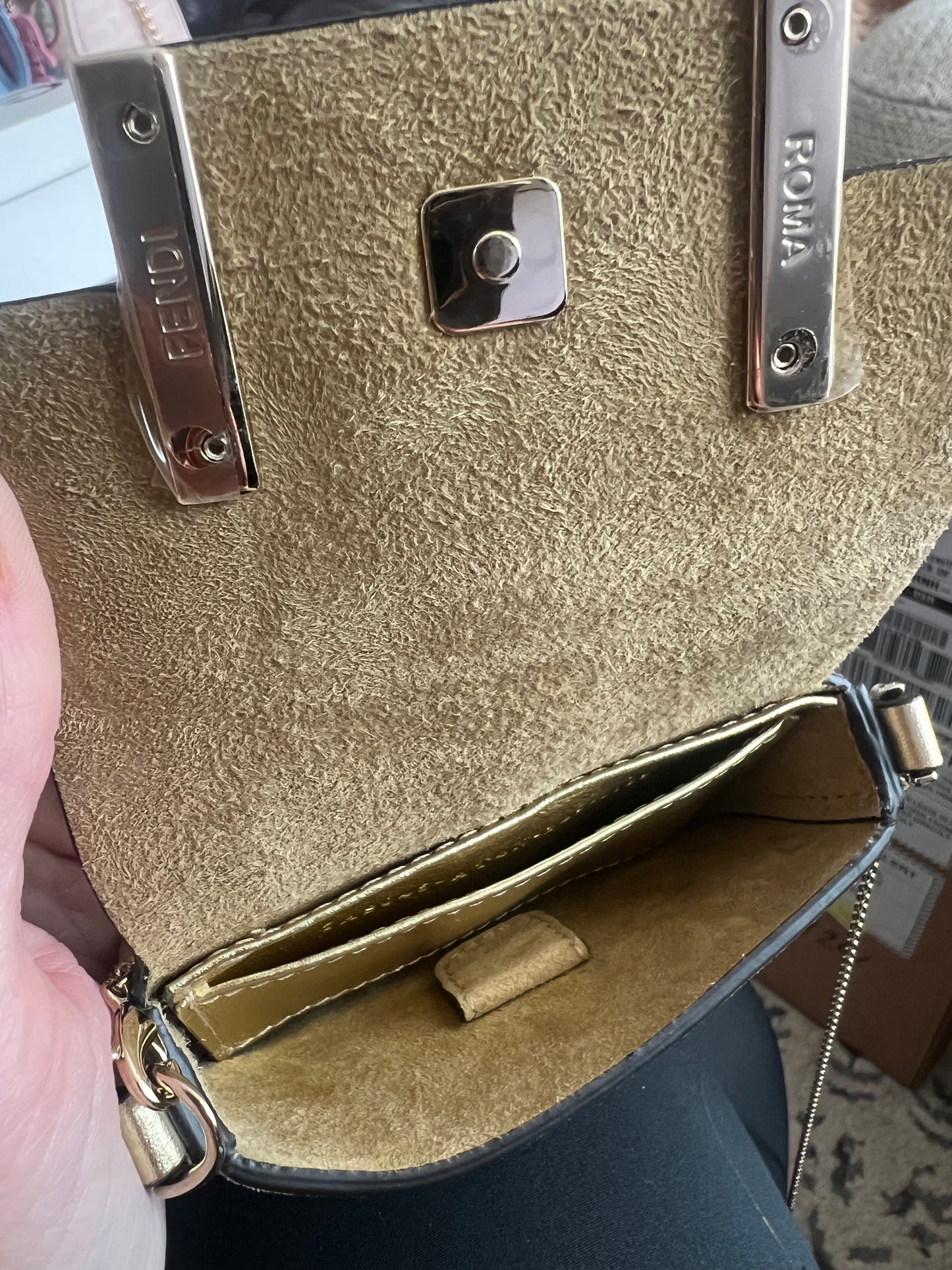 Fendi Nano Green Crystal Baguette