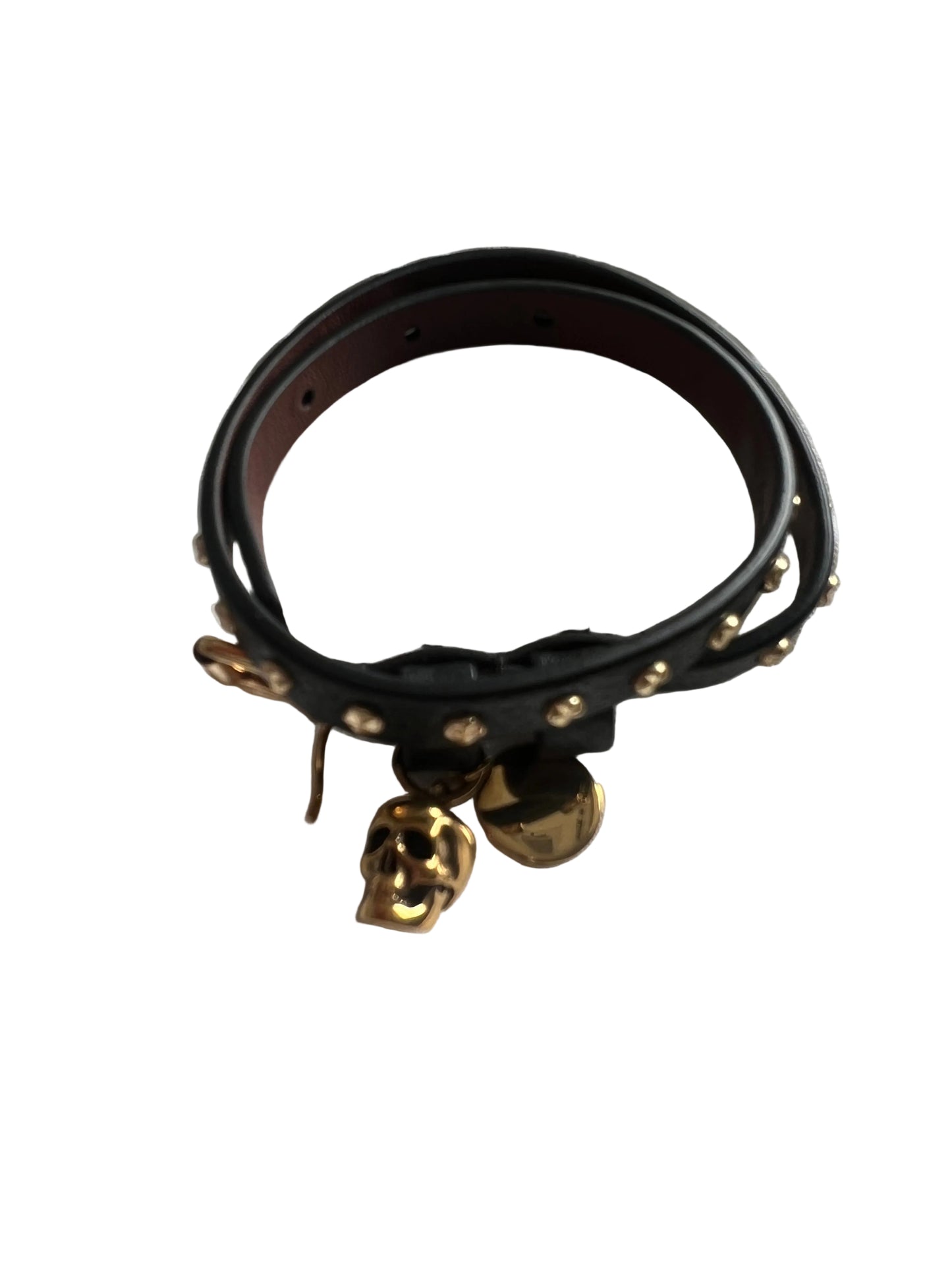 Alexander McQueen Leather Double Wrap Bracelet with Skull