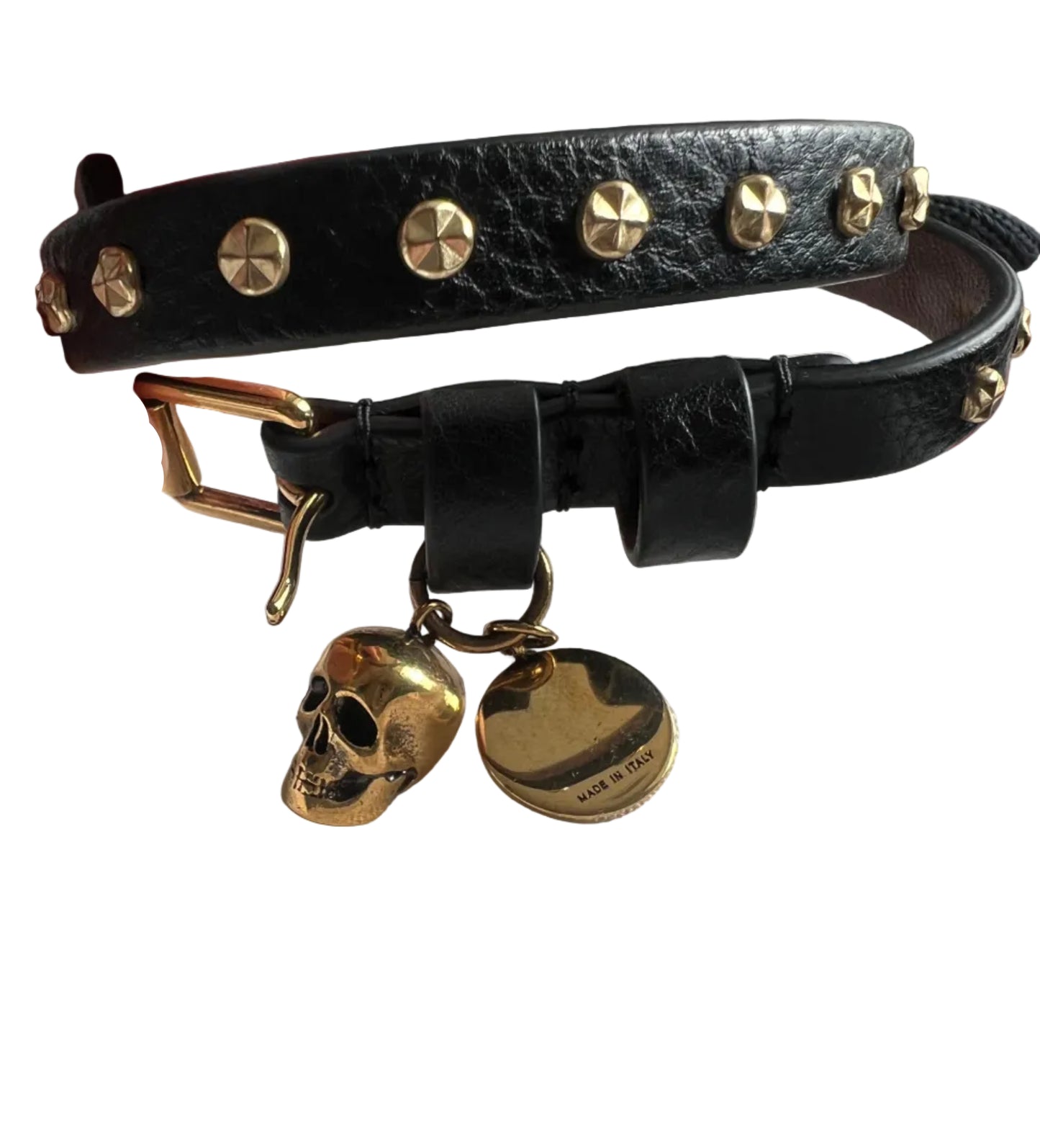 Alexander McQueen Leather Double Wrap Bracelet with Skull