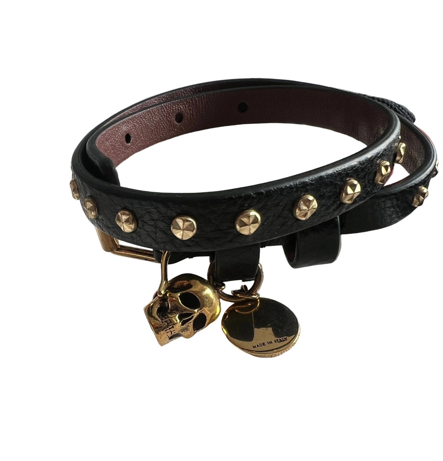 Alexander McQueen Leather Double Wrap Bracelet with Skull
