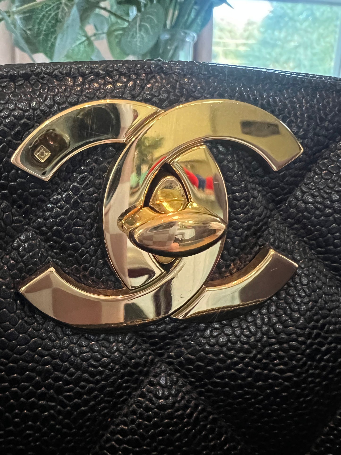 Chanel Vintage Black Caviar CC Turnlock Tote
