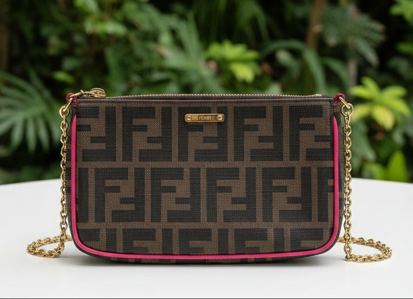 Fendi Spalmati Zucca Canvas Pochette