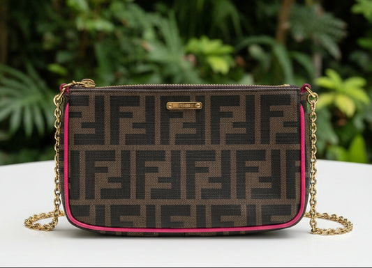 Fendi Spalmati Zucca Canvas Pochette