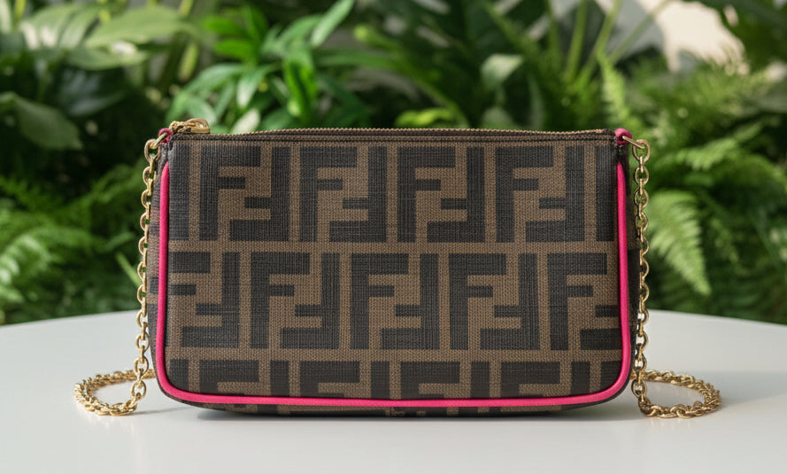 Fendi Spalmati Zucca Canvas Pochette