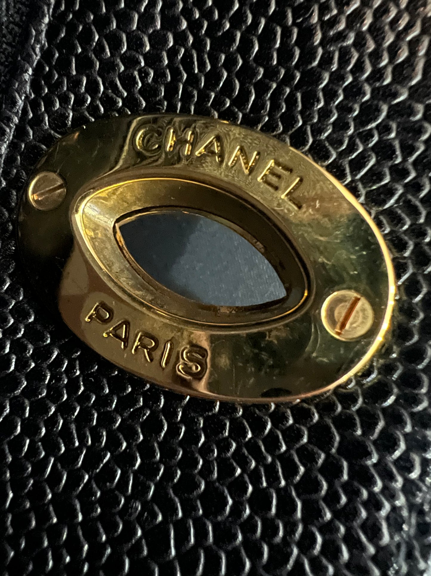 Chanel Vintage Black Caviar CC Turnlock Tote