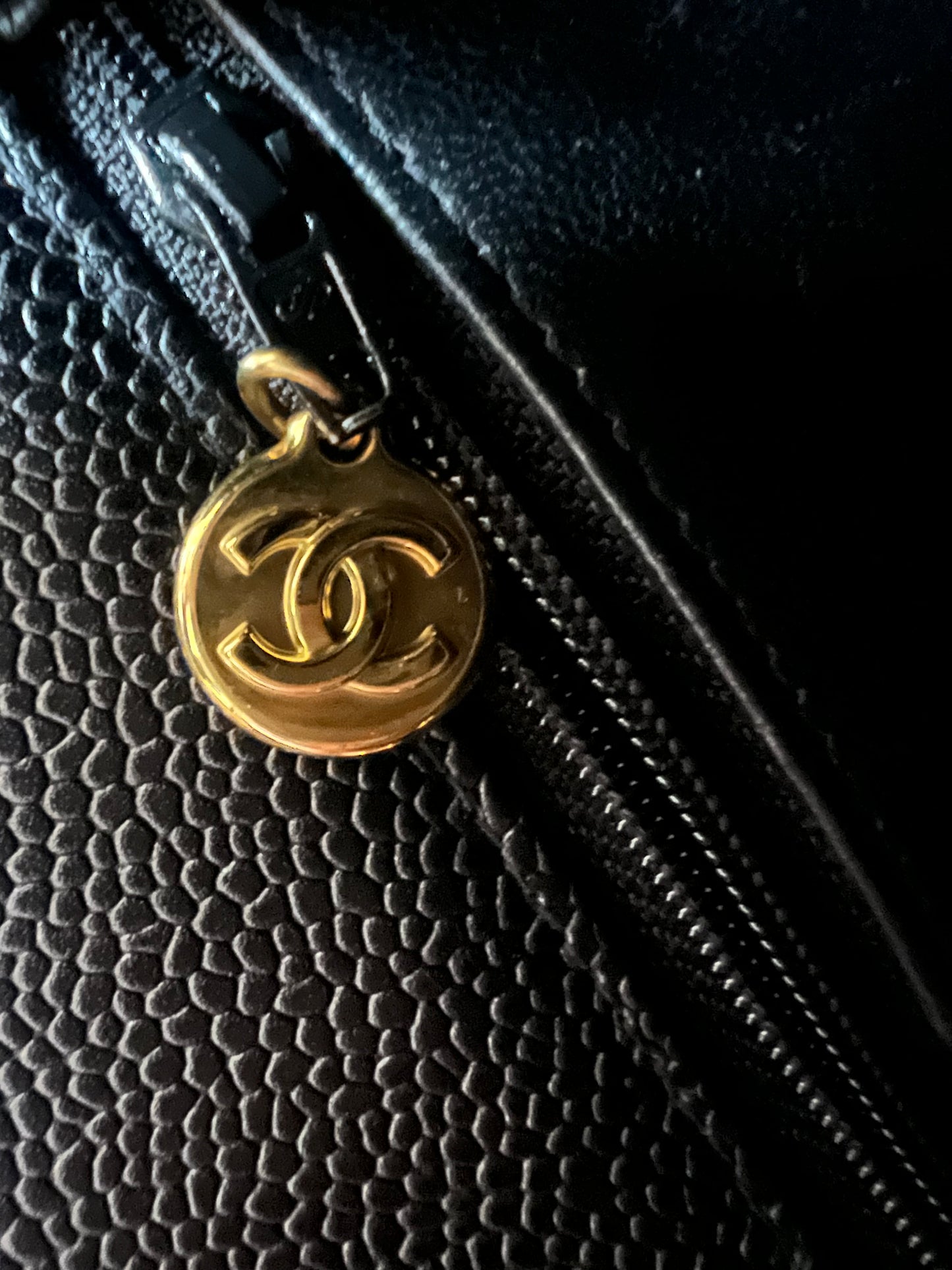 Chanel Vintage Black Caviar CC Turnlock Tote