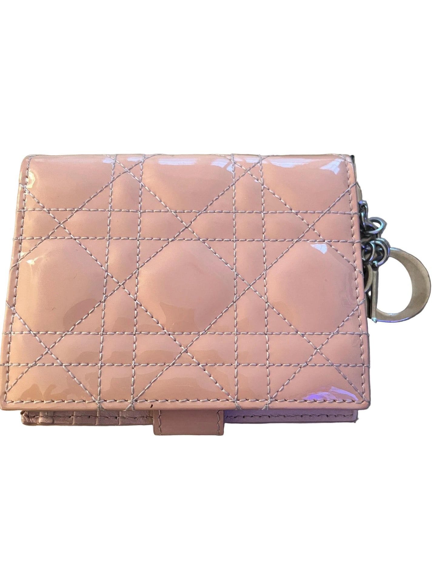 Dior Patent Cannage Lady Dior Pink Wallet